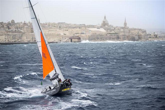 Dmitry Samohkhin's PETITE FLAMME (RUS) entering Marsamxett Harbour to cross the finish line - 2014 Rolex Middle Sea Race ©  Rolex/ Kurt Arrigo http://www.regattanews.com